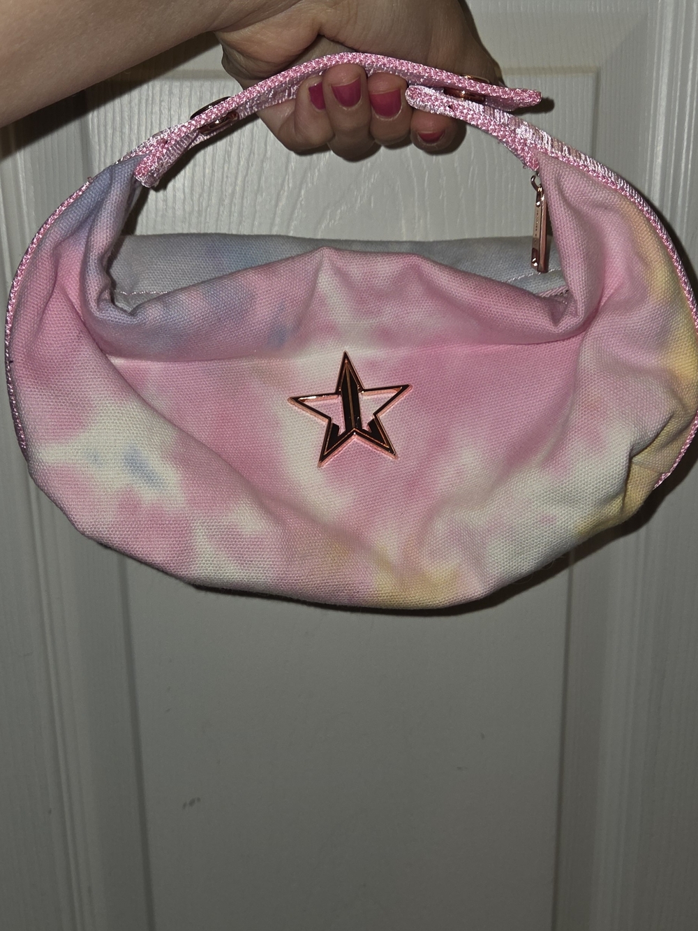 Limited EDITION JEFFREE STAR Pink Tie-Dye Star Accent Wristlet Bag